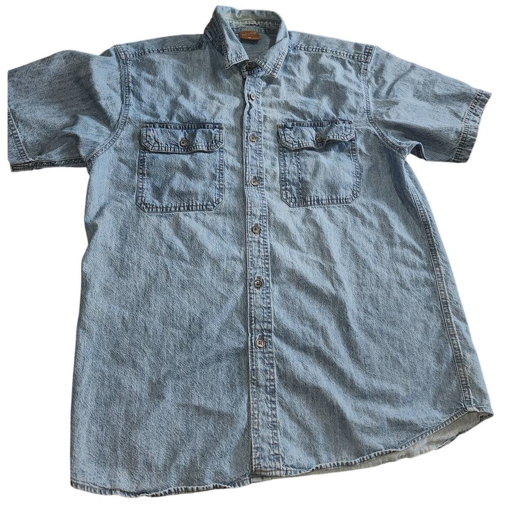 Great Northwest 90s Button Down Denim Short Sleeve Shirt Size Medium